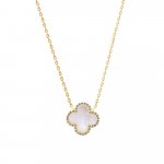 Sterling Silver Designer Inspired Vancleef Necklace, White (N-1040)