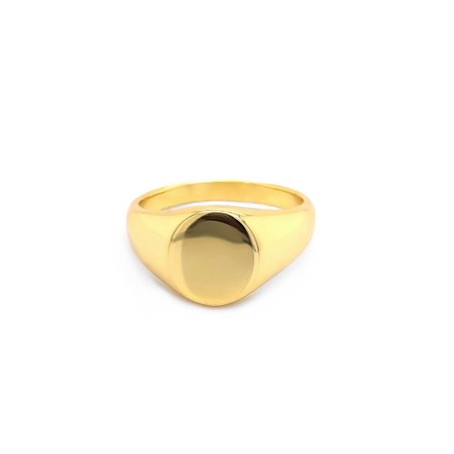 Sterling Silver Gold Plated Plain 11mm Signet Ring (R-1548-G)