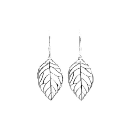 Silver Plain Dangle Feather Earrings (ER-1066) 