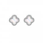 Sterling Silver Rhodium Plated Designer Inspired Vancleef Stud Earrings (ST-1072)