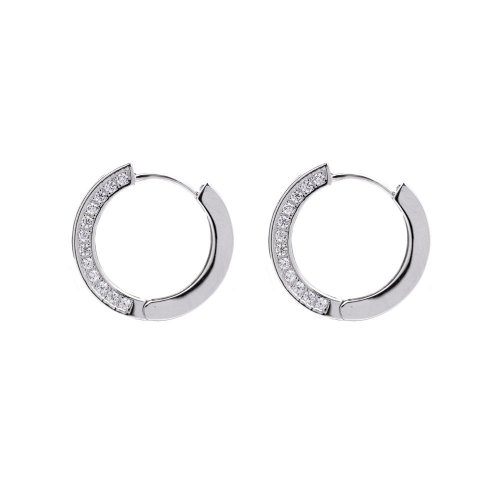 Silver CZ Huggies Earring, 22mm (HUG-1010)