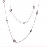 Sterling Silver Black Bezelled Cubic by Yard Necklace (N-1379)