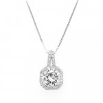 Sterling Silver CZ Halo Necklace (N-1259)