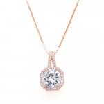 Sterling Silver CZ Halo Necklace (N-1259)