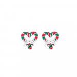 Sterling Silver Enamel Romantic Christmas Candy Canes Studs (st-1450)