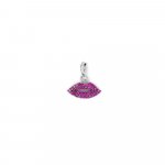 Sterling Silver Rose Gold Plated CZ Kissy Lips Clip-On Pendant (P-1443-P)
