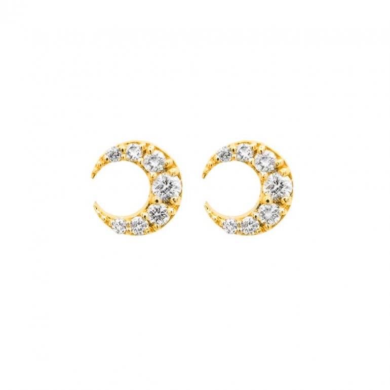 10K Gold & Diamond Crescent Moon Studs .16CTW (GE-10-1166) - House of ...