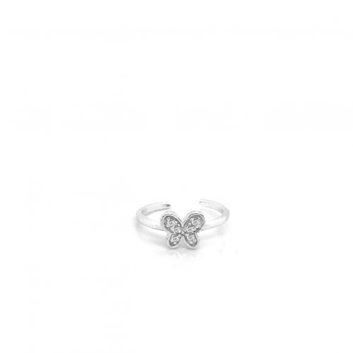 Sterling Silver CZ Butterfly Toe Ring (TR-1039)