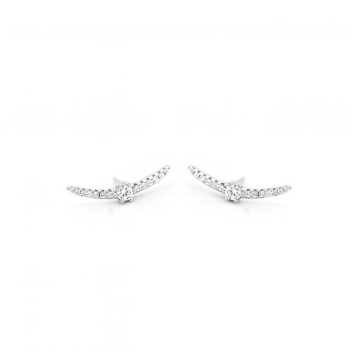 Sterling Silver CZ Fancy Mini Ear Climber Stud with CZ Centre (ST-1451)