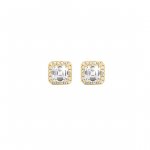 Silver Square CZ  Halo Stud Earrings (ST-1059)