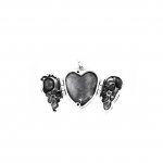 Sterling Silver Plain Heart-Shaped Lady Bug in Garden Scene Locket (LOC-PH-1072)