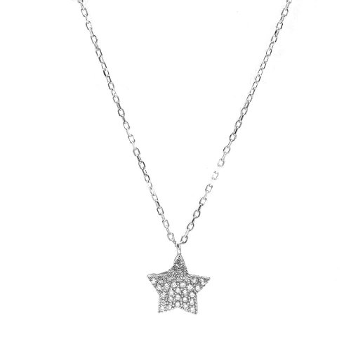 Sterling Silver CZ Star Necklace (N-1345)