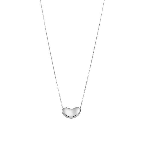 Sterling Silver Plain Tiffany Bean Necklace (N-1356)