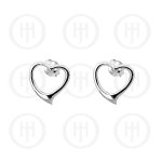 Silver Plain Stud Heart Earrings (ER-1046)