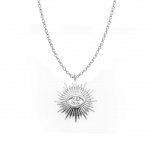 Sterling Silver Traditional Style Shining CZ Evil Eye Necklace (N-1419)