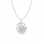 Sterling Silver Eight-Point CZ Northern Star with Pearl Background Necklace (N-1420)