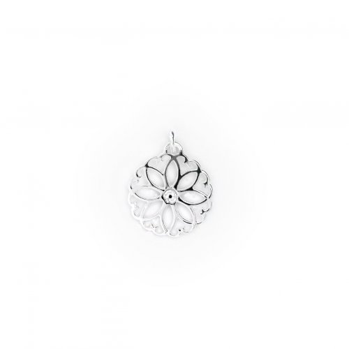 Sterling Silver CZ Sakura Flower Pendant (P-1448)