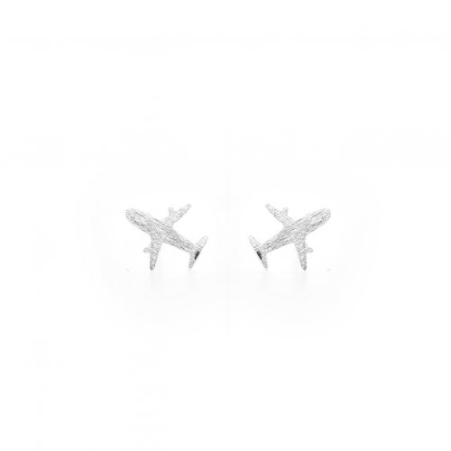 Sterling Silver Satin Finish Airplane Silouette Suds (ST-1469)