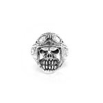 Sterling Silver Biker Helmet Skull Ring (R-1565)