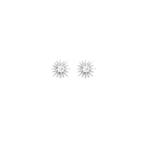 Sterling Silver Textured CZ Traditional Sun Studs (ST-1490)