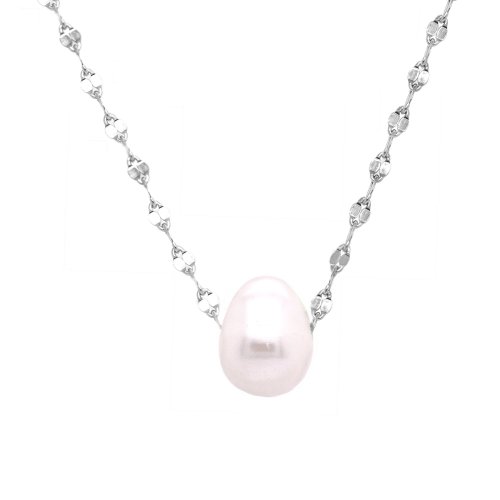 Sterling Silver Buckle Chain and Pearl Necklace (N-1425)
