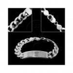 Rhodium Plated Silver ID Bracelet Curb Men's 13mm (ID-GD-350-RH)