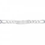 Rhodium Plated Sterling Silver Men's 13mm ID Bracelet Figaro (ID-FIG-350-RH)