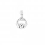 Sterling Silver Triquetra and CZ Claddagh Pendant (P-1449)