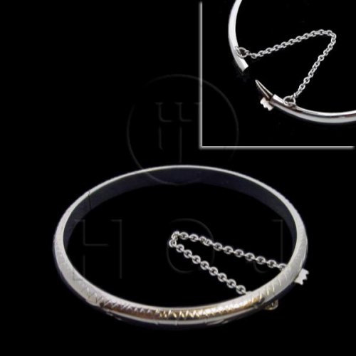 Silver Engraved Bangle Baby 55mm (BB-105)
