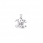 Sterling Silver Double Row of CZ Chanel Inspired Pendant (P-1451)