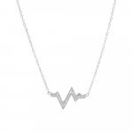 Silver CZ Heart Beat Necklace (N-1060)