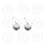 Silver Plain Carved Heart  Dangle Earrings (ER-1053)