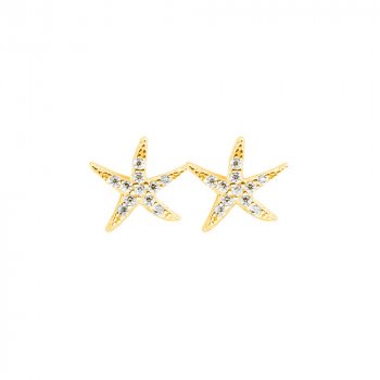 14k yellow gold filled starfish and cz dangle earrings 