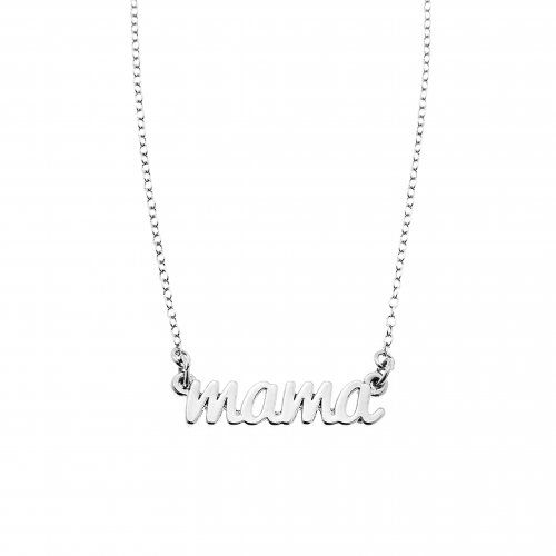 Sterling Silver Rhodium Plated &quot;Mama&quot; Nameplate Necklace (N-1437)