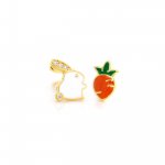 Sterling Silver Mismatched Enameled CZ Easter Bunny & Carrot Studs (ST-1503)