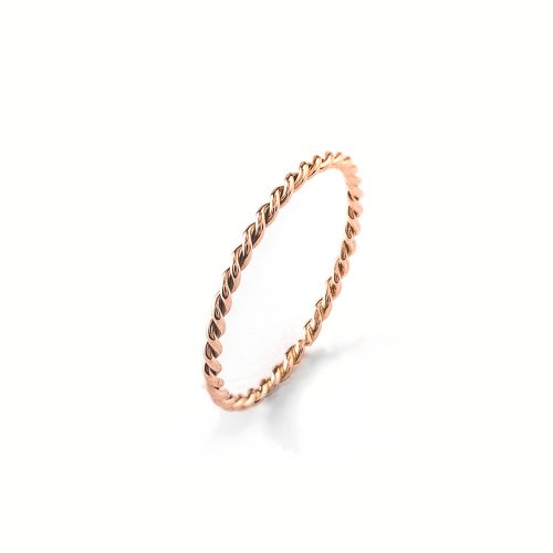 Silver Gold Plated Plain Rope Midi Ring (R-1325-R)