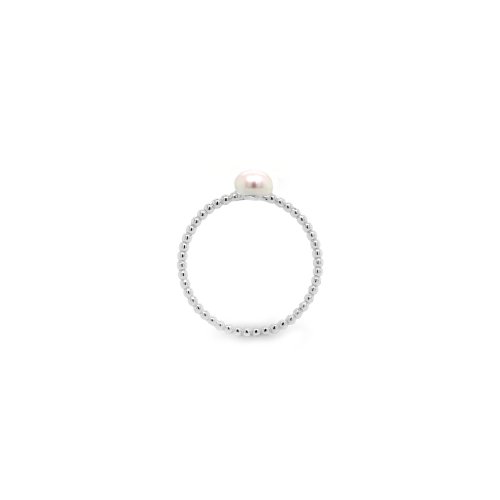 Sterling Silver Rhodium Plated Pearl Bubble Ring (R-1577)