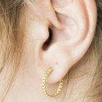Sterling Silver Gold Plated Curb Chain Hoops Earrings (HP-1078)