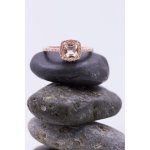 Sterling Silver Rose Gold CZ Champagne Stone Ring (R-1358)