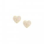 Sterling Silver Medium Size Pave CZ Heart Stud Earrings (ST-1504)