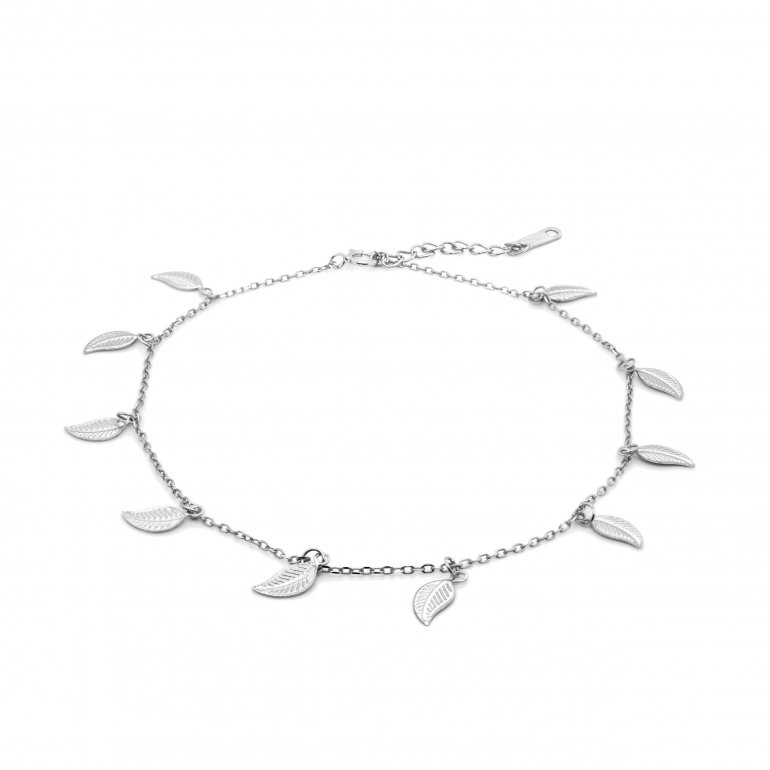 Sterling Silver Dangling Leaf Anklet (ANK-1087) - House of Jewellery