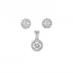 Sterling Silver CZ Round Pendant Set (PS-1050)