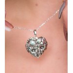 Sterling Silver Plain Heart-Shaped Lady Bug in Garden Scene Locket (LOC-PH-1072)