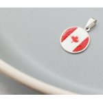 Silver Circular Canadian Flag Pendant (P-1086)