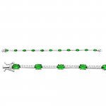 Silver Plain CZ Simulated Emerald Tennis Bracelet (BR-CZ-111-E)