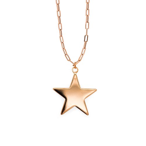 Sterling Silver Large Plain Star Necklace (N-1442)