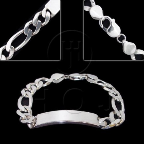Silver ID Bracelet Figaro(ID-FIG-400) Men&#039;s 15mm