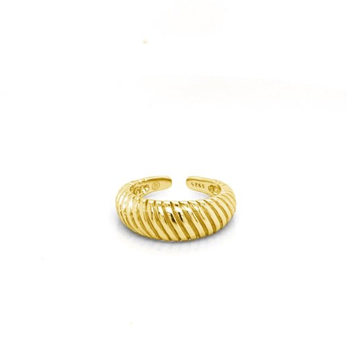 Sterling Silver Gold Plated Twist Ring Adjustable (R-1586)