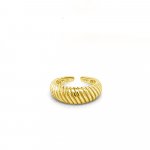 Sterling Silver Gold Plated Twist Ring Adjustable (R-1586)