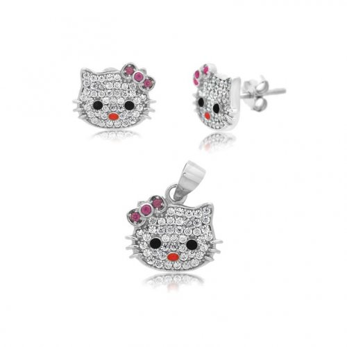 Hello Kitty Pendant Set with Studs (PS-1045)